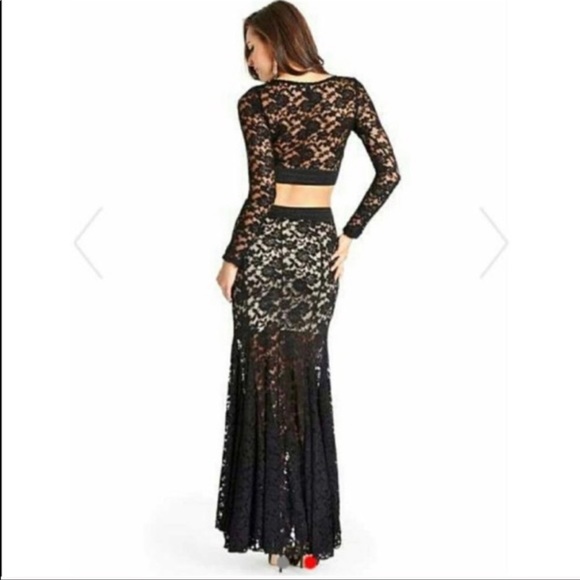 Marciano Dresses & Skirts - New Guess Marciano Lace Skirt Set Long Sleeve Crop Top M 6